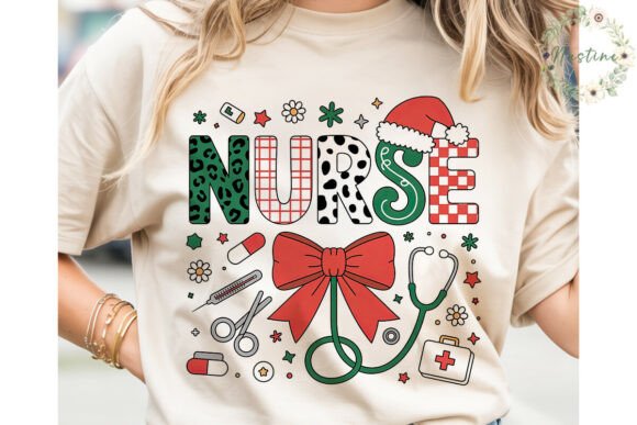 Christmas Nurse Patterns PNG Clipart for Editorial Illustrations