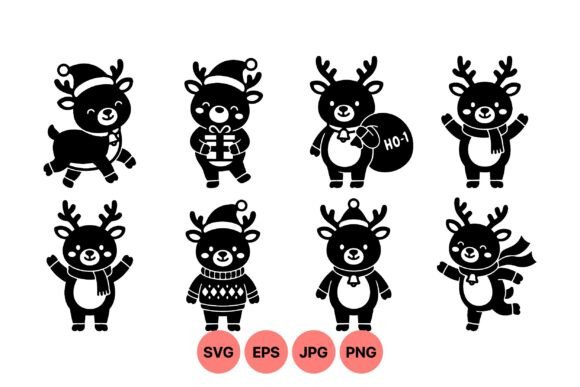 Cute Christmas Reindeer SVG Clipart for Illustrations