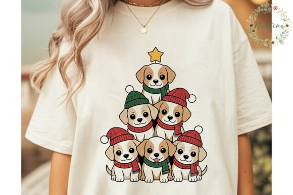 Cute Puppy Christmas Tree PNG Clipart