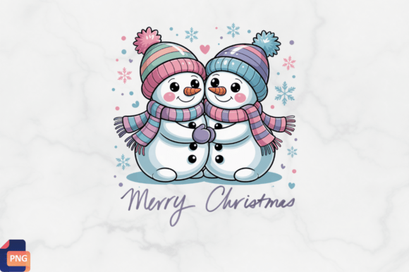 Holographic Christmas Cute Snowman PNG: Illustrations for Branding