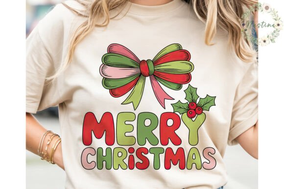 Merry Christmas Bow Holly PNG Clipart for Illustrations and Editorial Design