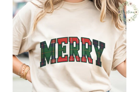 MERRY Plaid Christmas Sublimation Design for Illustrations