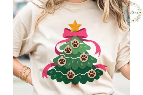 Paw Print Christmas Tree PNG Clipart for Illustrations