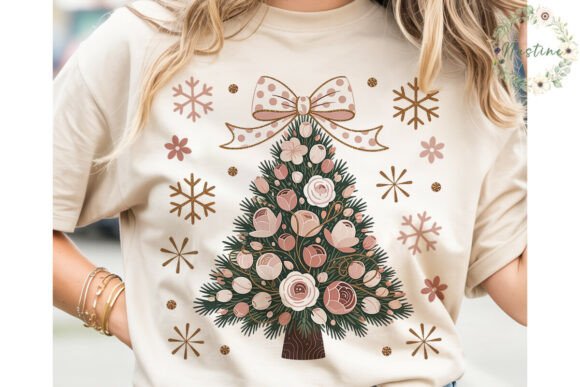 Pink Floral Glitter Christmas Tree PNG Review