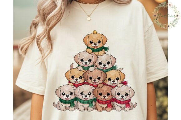 Puppy Christmas Tree Sublimation Design for Illustrations