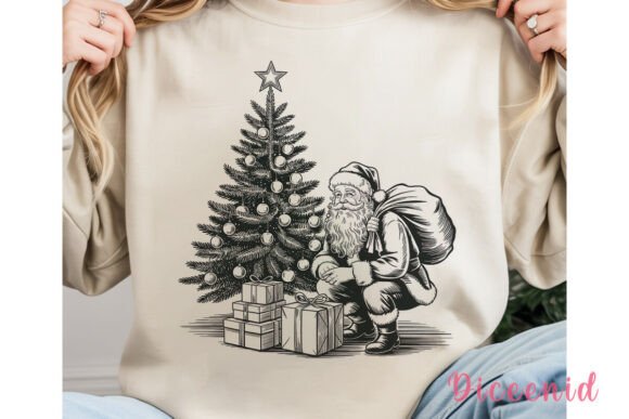 Vintage Santa Christmas Tree PNG Clipart for Brand Illustrations